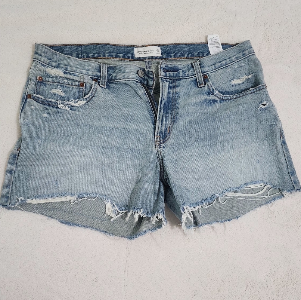 Abercrombie & Fitch Light Blue Distressed Denim Jean Shorts